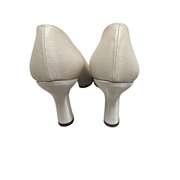 Stuart Weitzman Shimmer Champagne Womens 3" Heels -Size 8C Satin High Heels - Picture 6 of 14